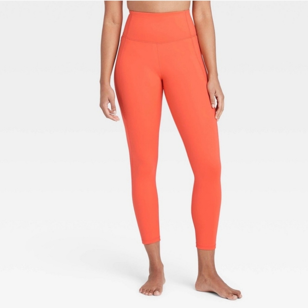All In Motion Women's Contour Power Waist High-Rise Leggings 26" Coral - Picture 1 of 4